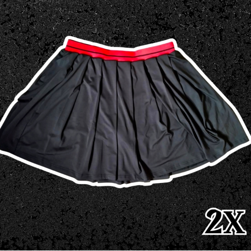 2x Black & Red Pleated Mini Skort